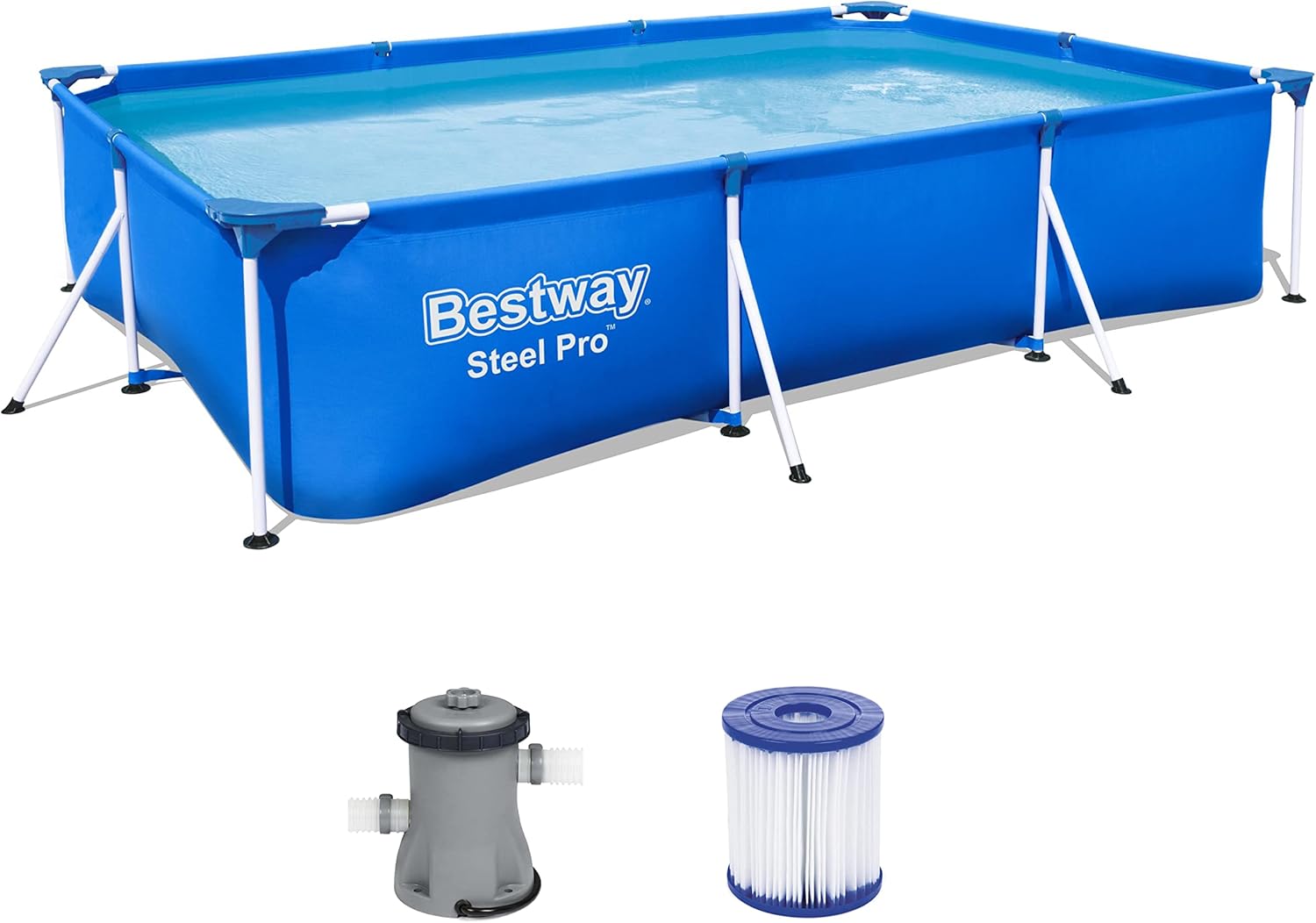 Bestway Steel Pro Rechteckpool – Stabiler Familienpool mit Filterpumpe